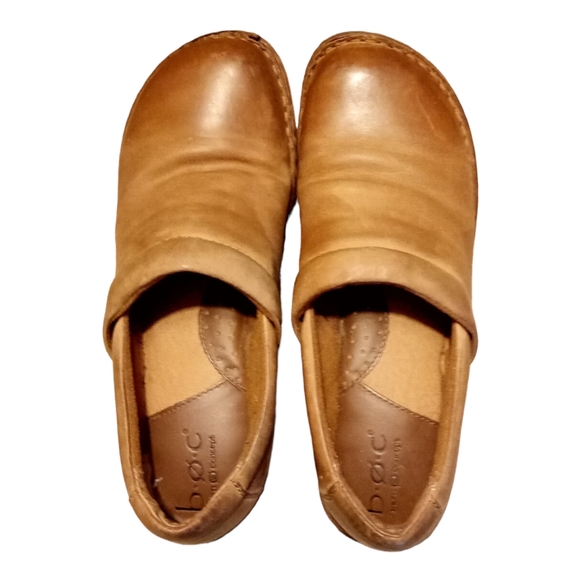 boc  Born Concepts Leather Peggy Clogs Size 9.5 Tan - Picture 1 of 9